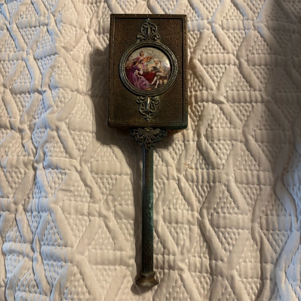 Vintage Handheld Brush With Decorative Art